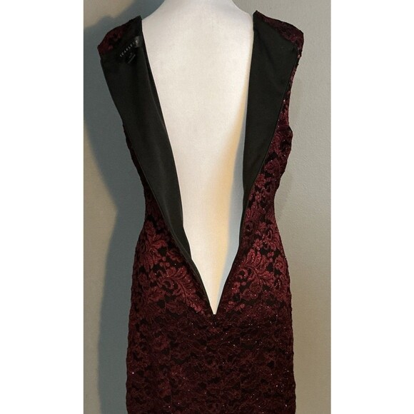 Scarlett Cocktail Evening Dress Burgundy Lace Overlay Black Sparkle Women’s 10 - Picture 7 of 7